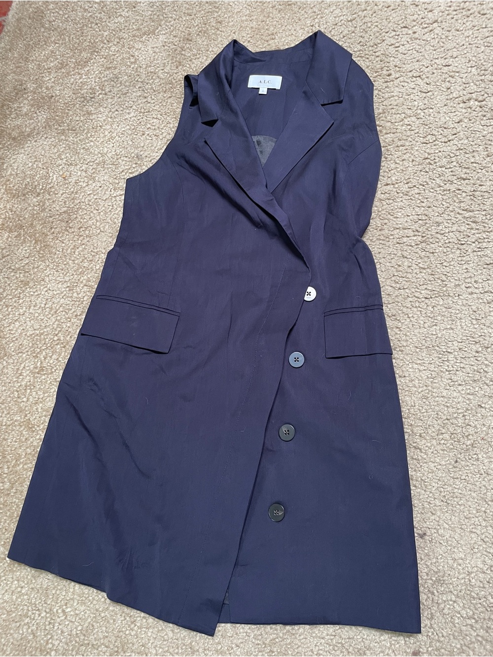 A.L.C. Navy Sleeveless Button-Front Blazer Dress